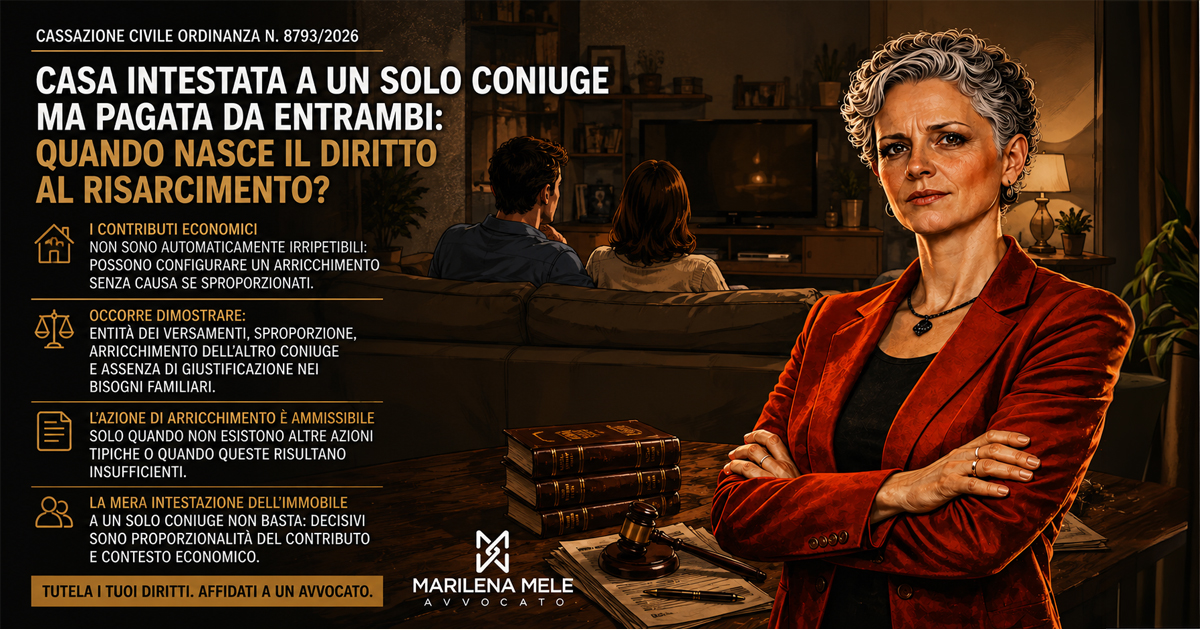 Casa intestata unico coniuge ma pagata da entrambi - Avvocato Bari - Marilena Mele