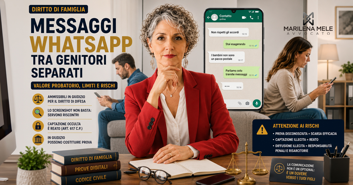 Messaggi Whatsapp tra genitori separati quali sono i rischi - Avvocato Bari - Marilena Mele