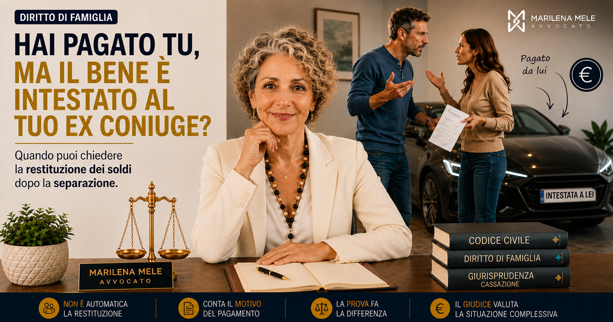 Restituzione soldi tra coniugi dopo la separazione: quando è possibile? | Avvocato Marilena Mele Bari